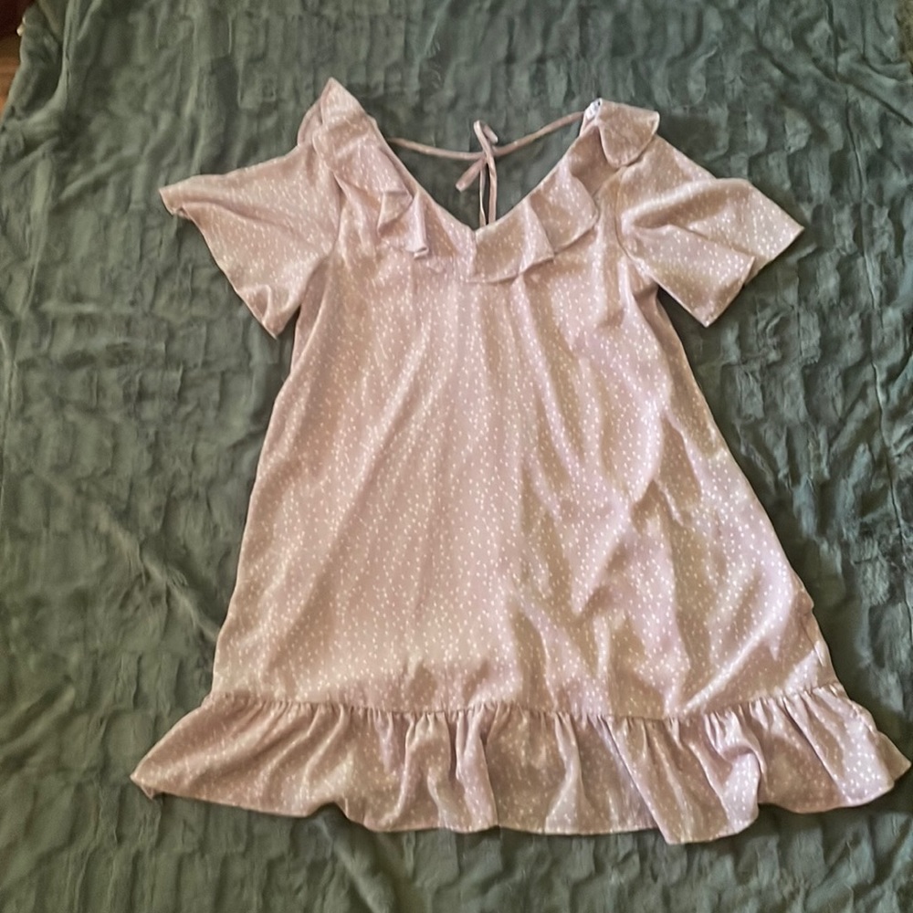 Purple dress with tiny hearts-worn twice-good condition-size M